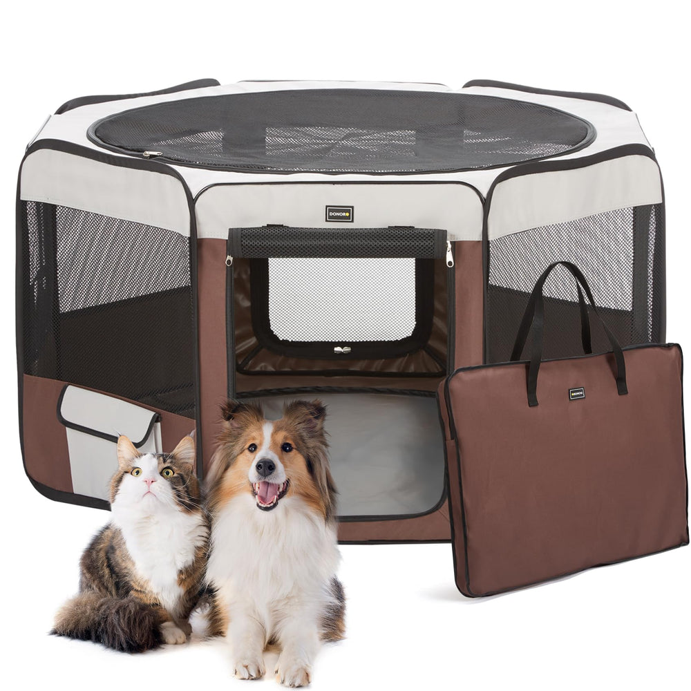 DONORO parc-chien 46 pouces pliable – facile à transporter lors des voyages