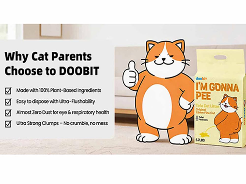 DOOBIT Litière au tofu naturelle - biodégradable et compostable.