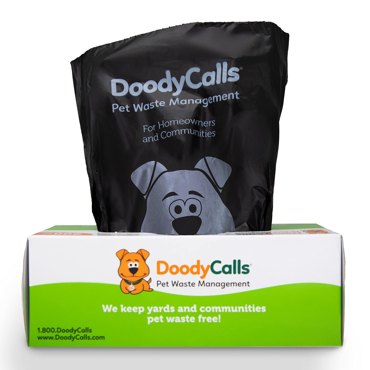 DoodyCalls — ouverture facile des sacs-poubelle pour ramasser rapidement après promenade.