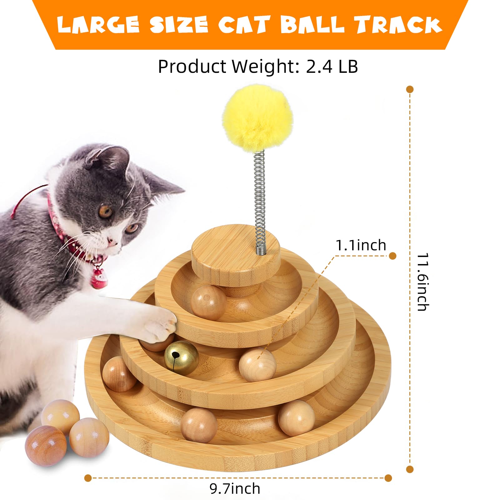 DoogCat Balles amovibles en bois facilitant le jeu du chat.