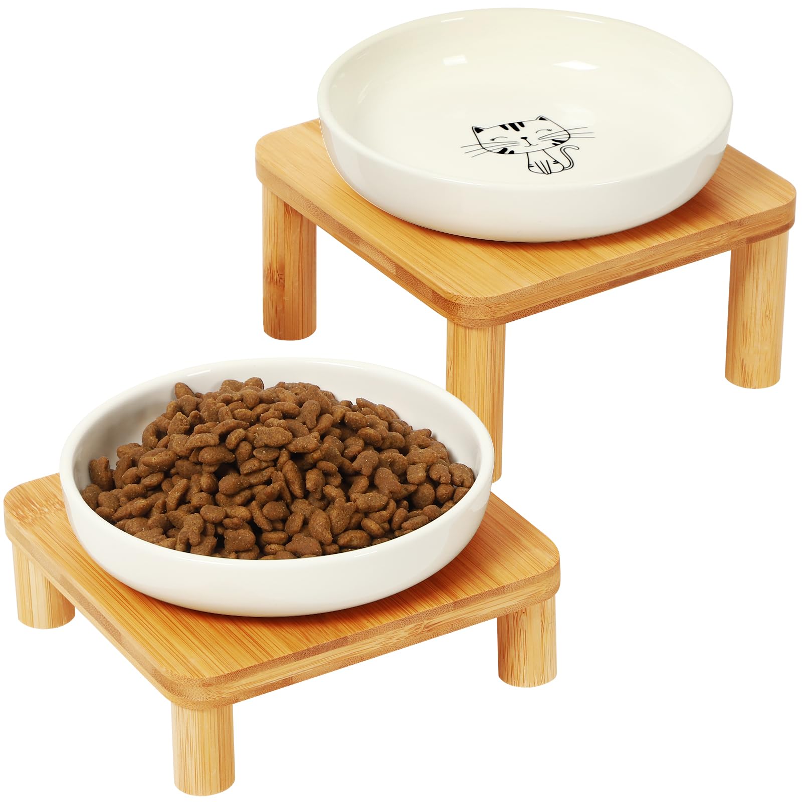 DoogCat bol-chat-eleves-bambou-pieds: bol élevé et stable pour repas.