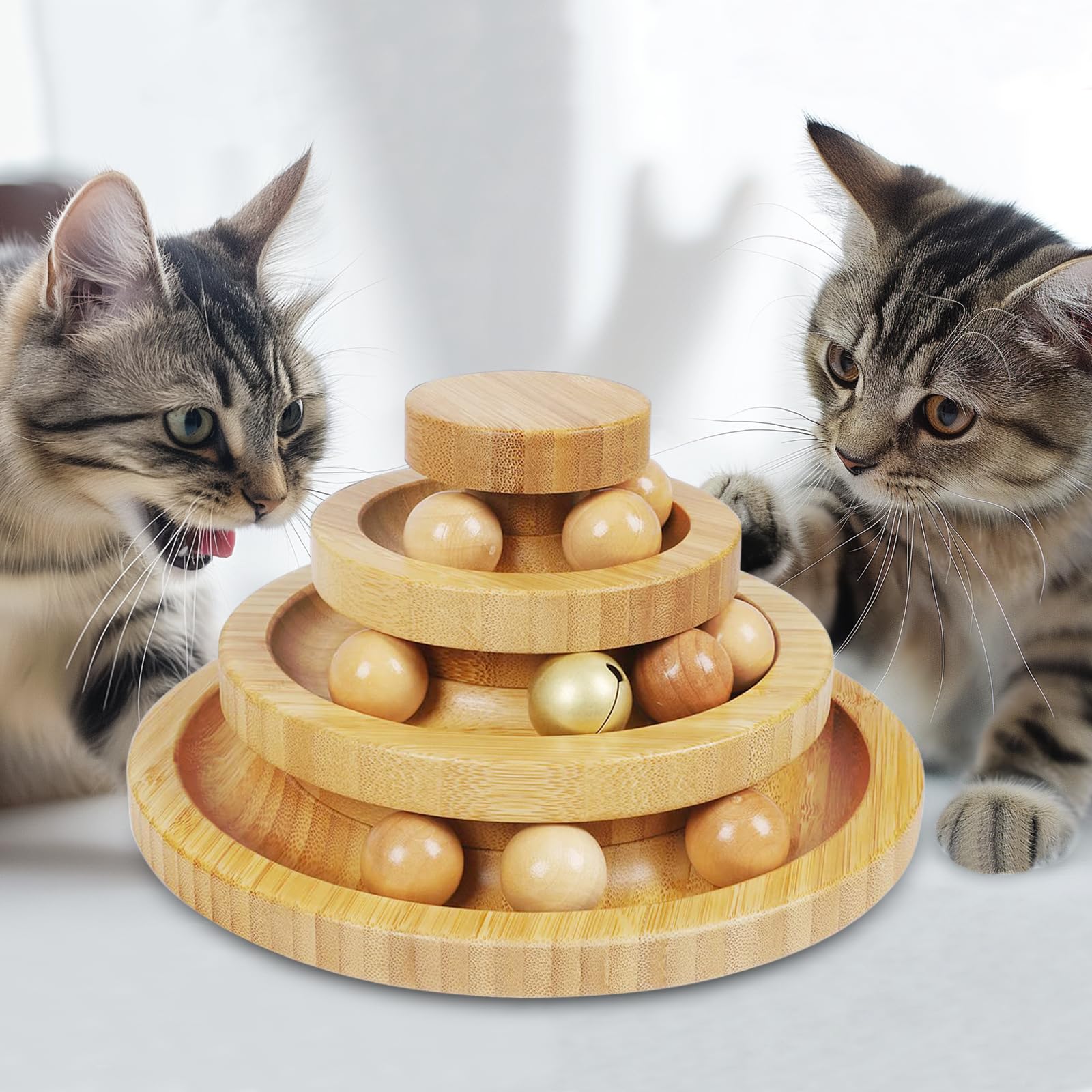 DoogCat Tour-balles chat 3 niveaux, stimulation interactive pour chats actifs.