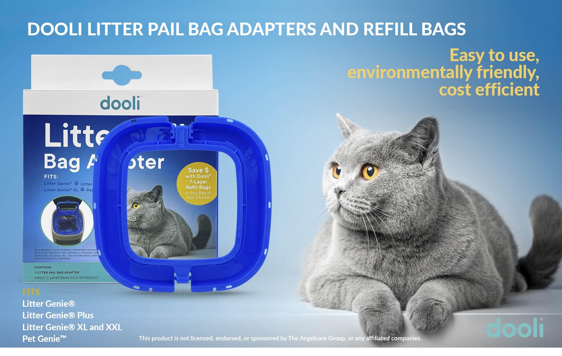 Dooli Adaptateur pour seau à litière, réutilisable et reste en place entre les changements.