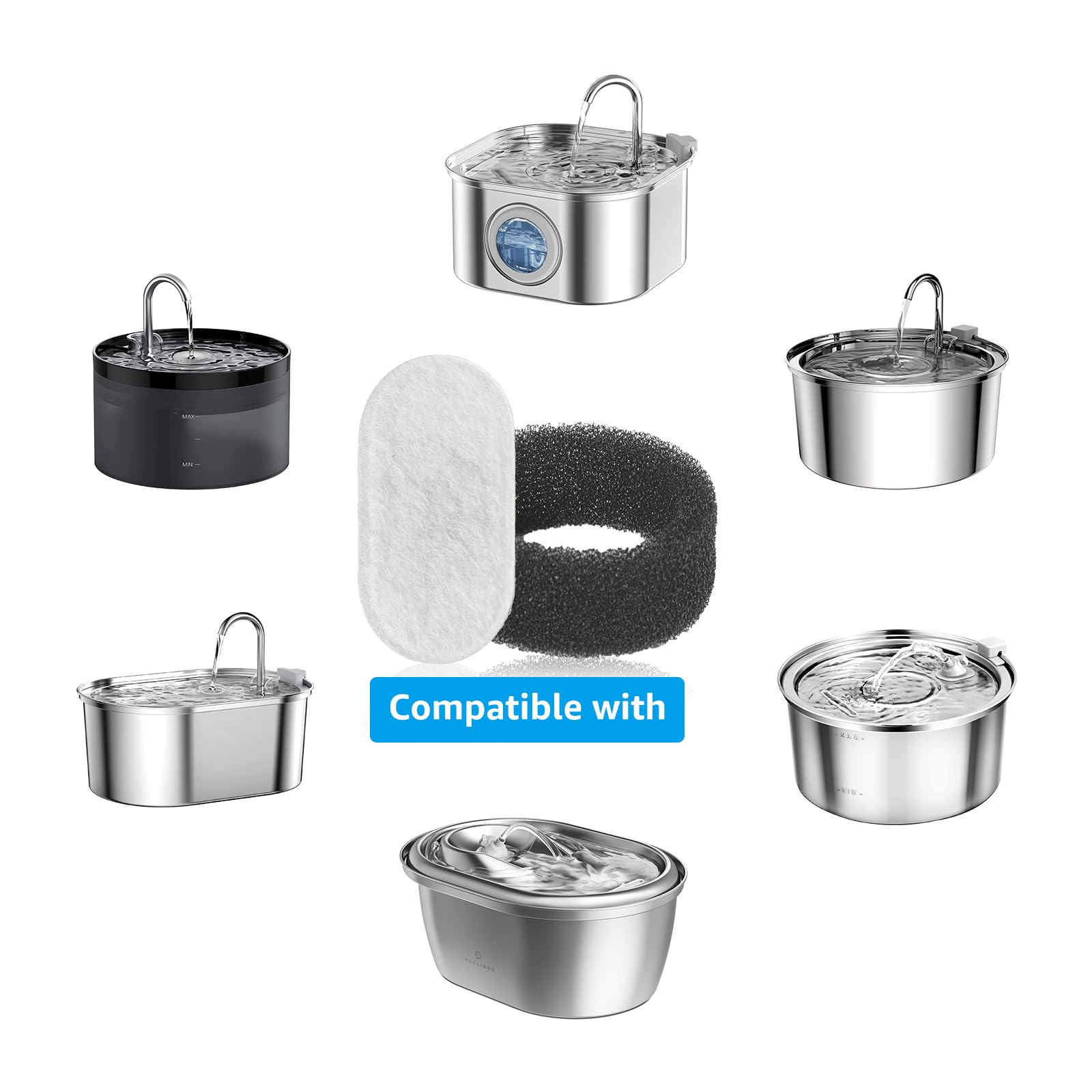 Filtre DOOOB pour fontaine chat 108oz-3,2L, eau au goût amélioré.