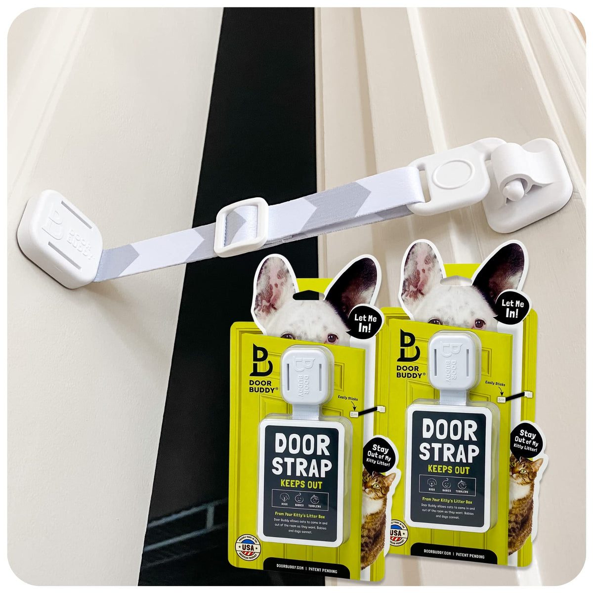 Door Buddy attache porte chat gris, deux pièces, offre espace modulable pour chat