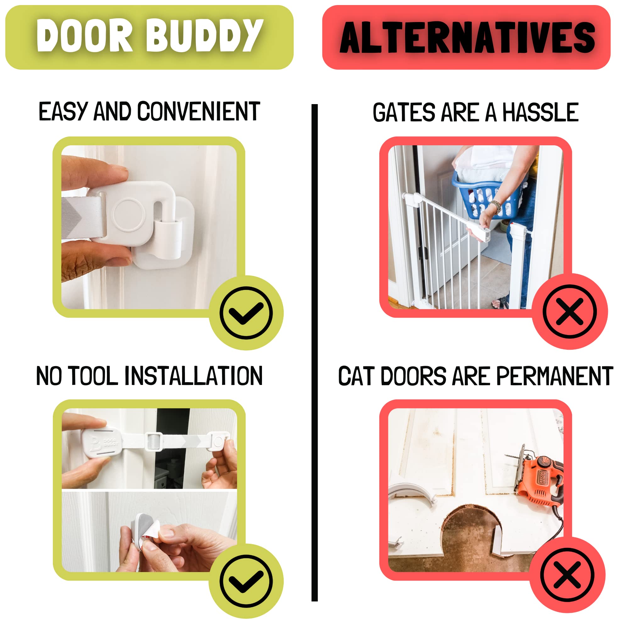 Door Buddy: compatibilité avec portes multiples pour protéger chaque pièce.