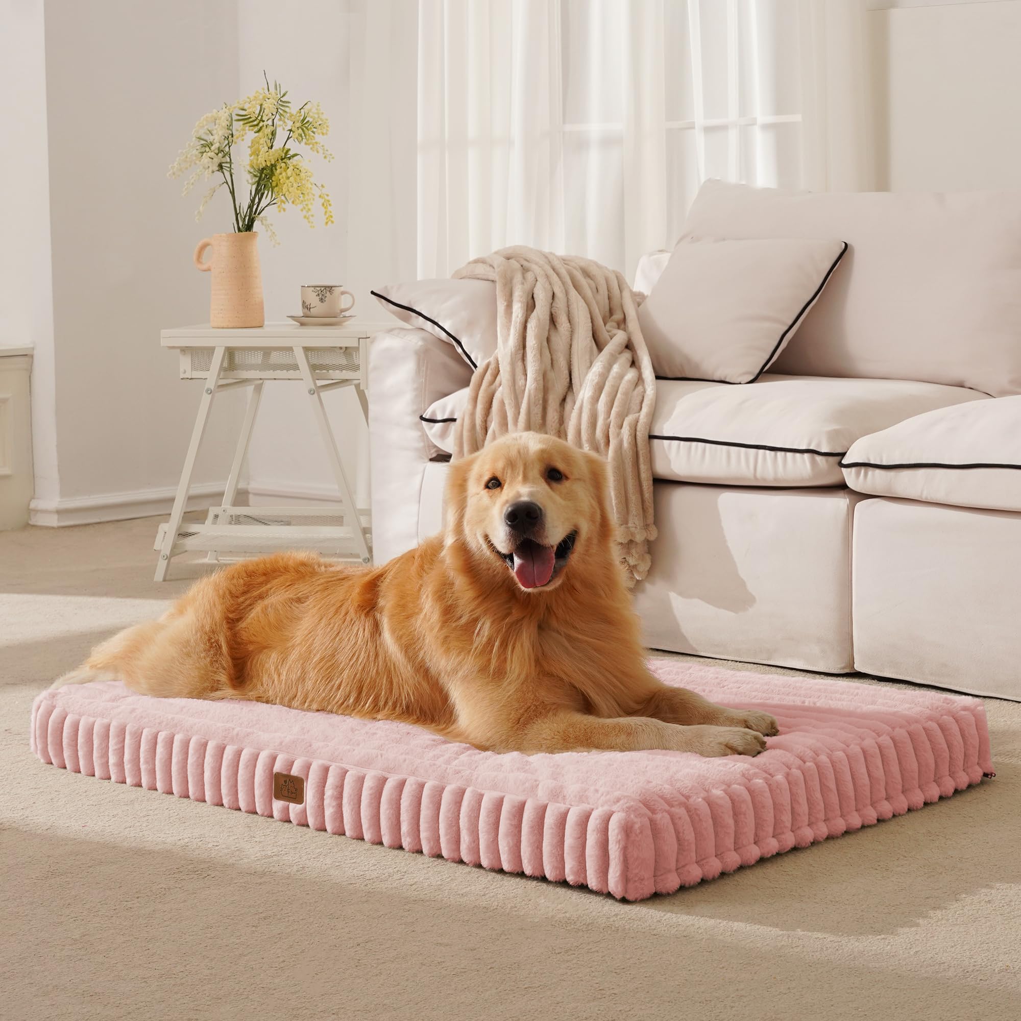 DOPEDIO oreiller orthopédique pour chien gros rose, soutien des hanches.