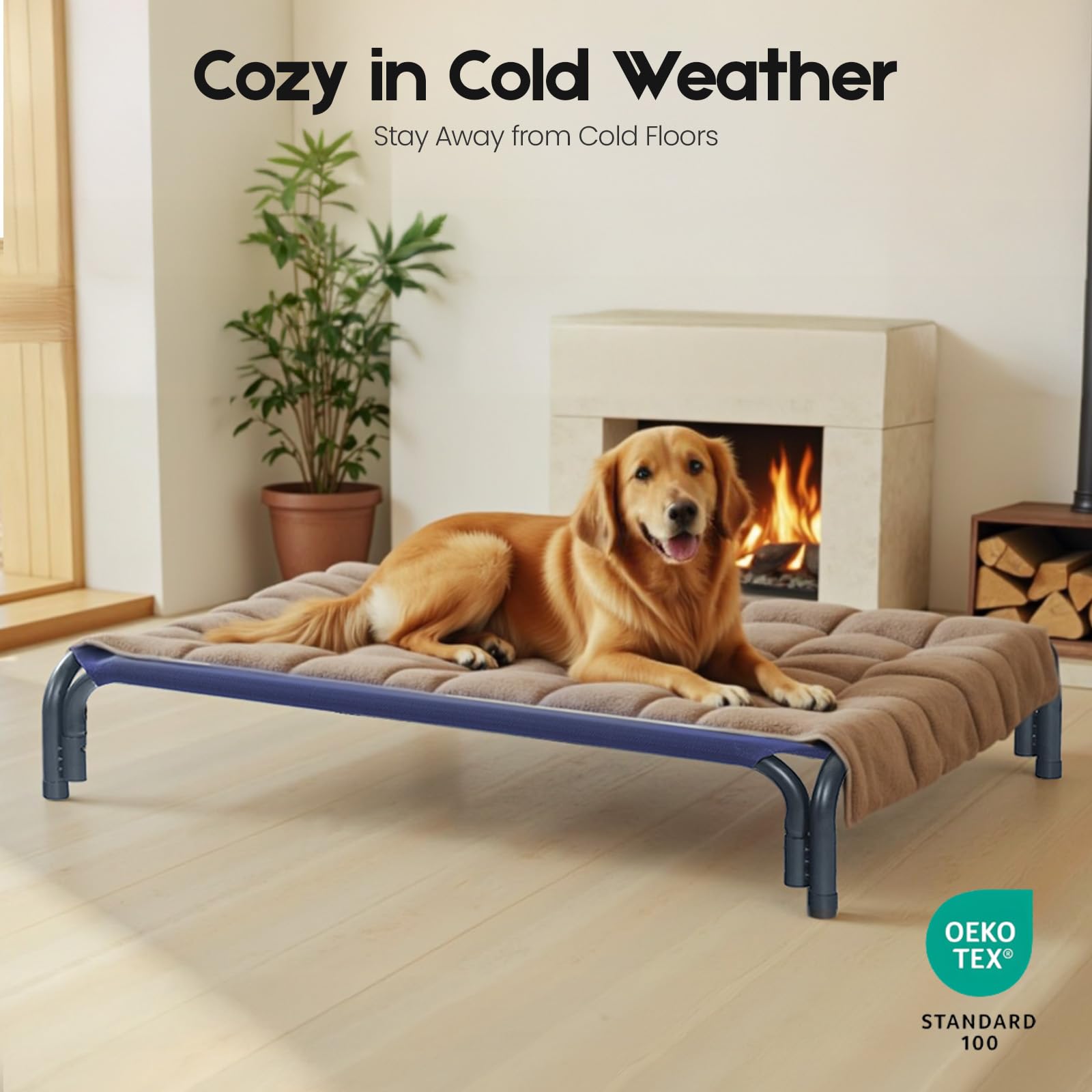 Usage intérieur et extérieur du lit chien DOPEDIO bleu, polyvalent et confortable.