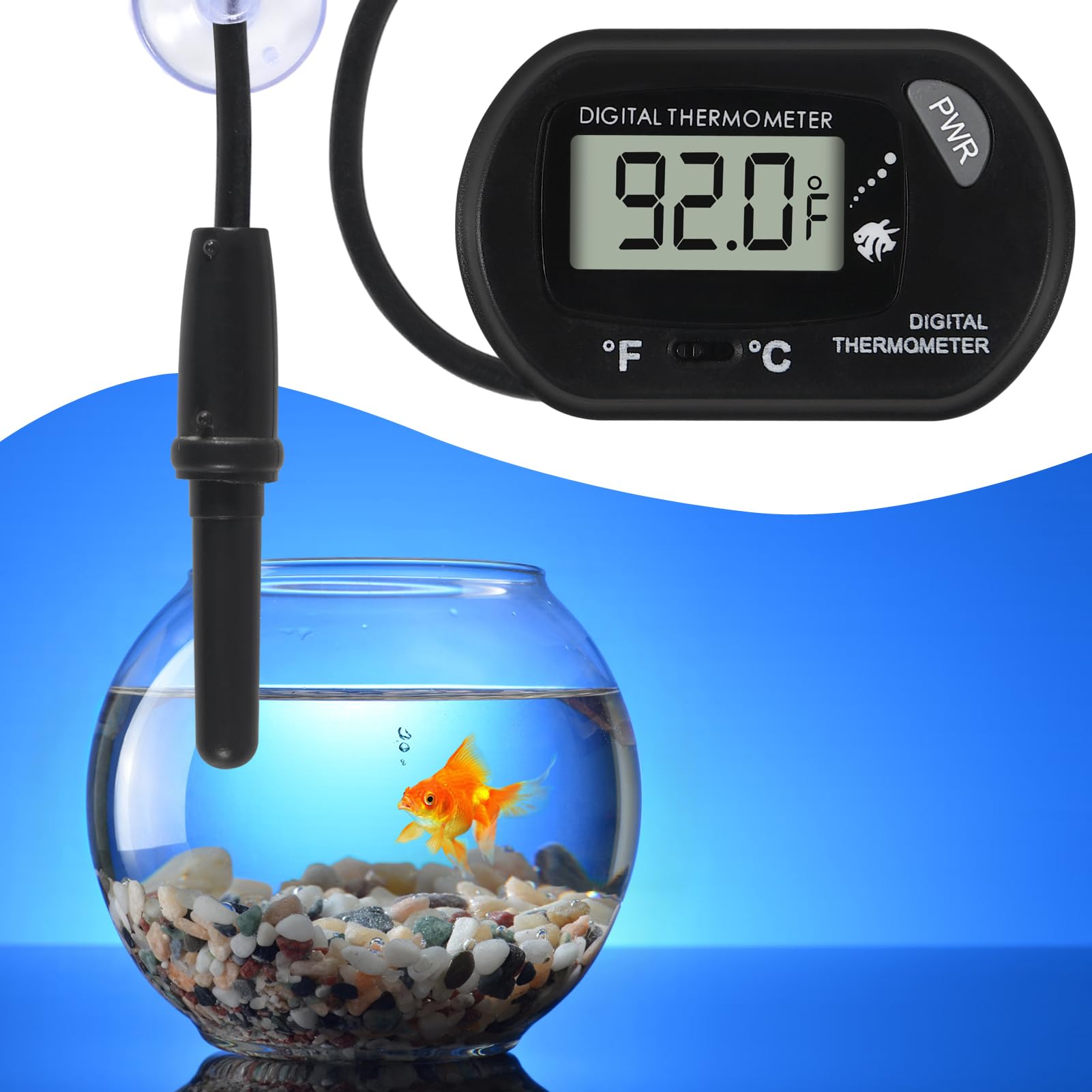 Thermomètre Dorhea pour terrarium et vivarium, adapté à différentes eaux.