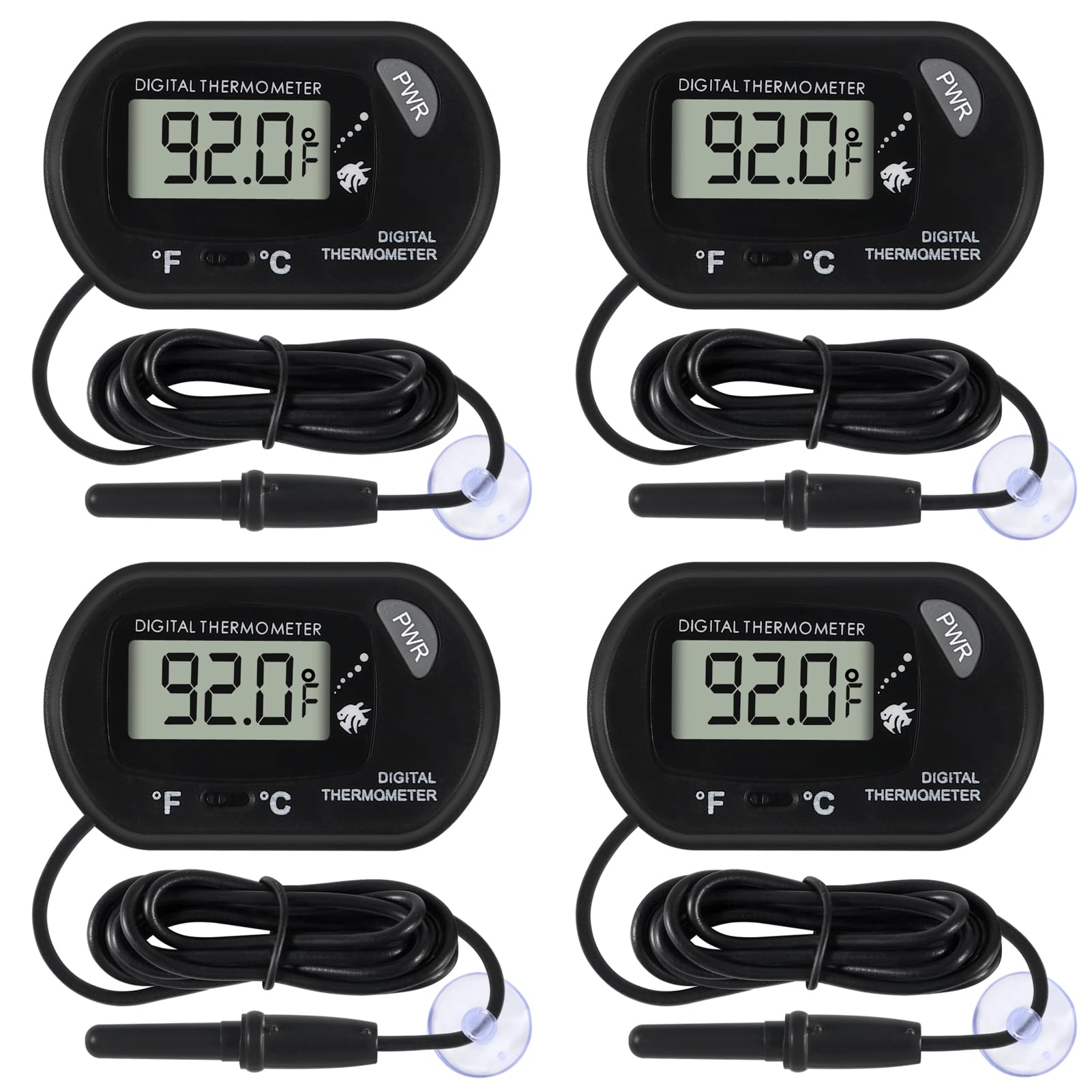 Dorhea thermomètre d'aquarium avec écran LCD, lecture claire de la température.