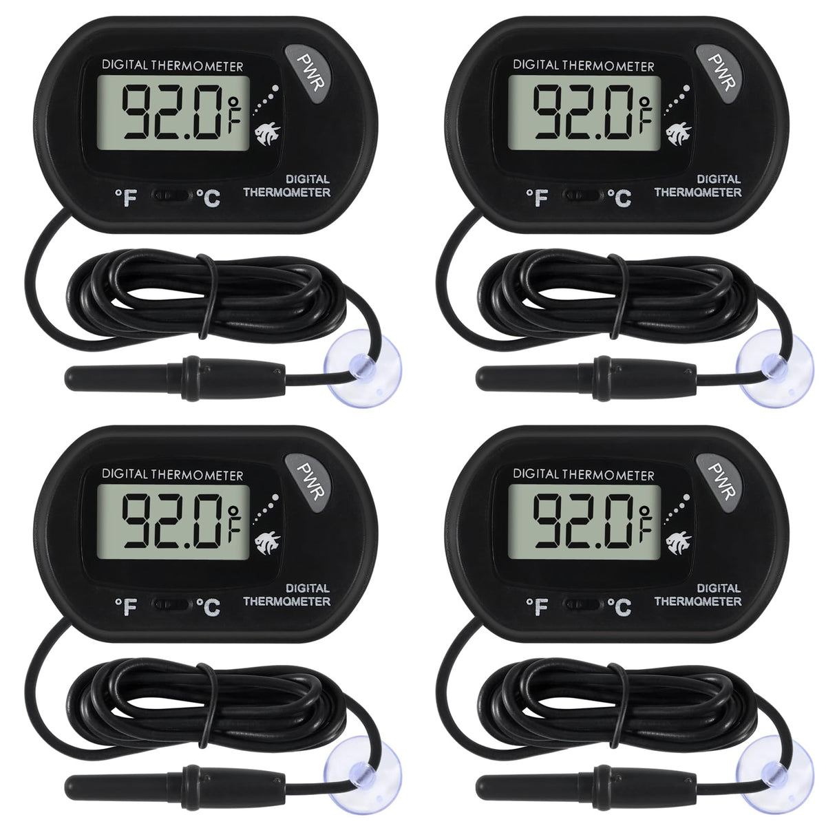 Dorhea thermomètre d'aquarium avec écran LCD, lecture claire de la température.
