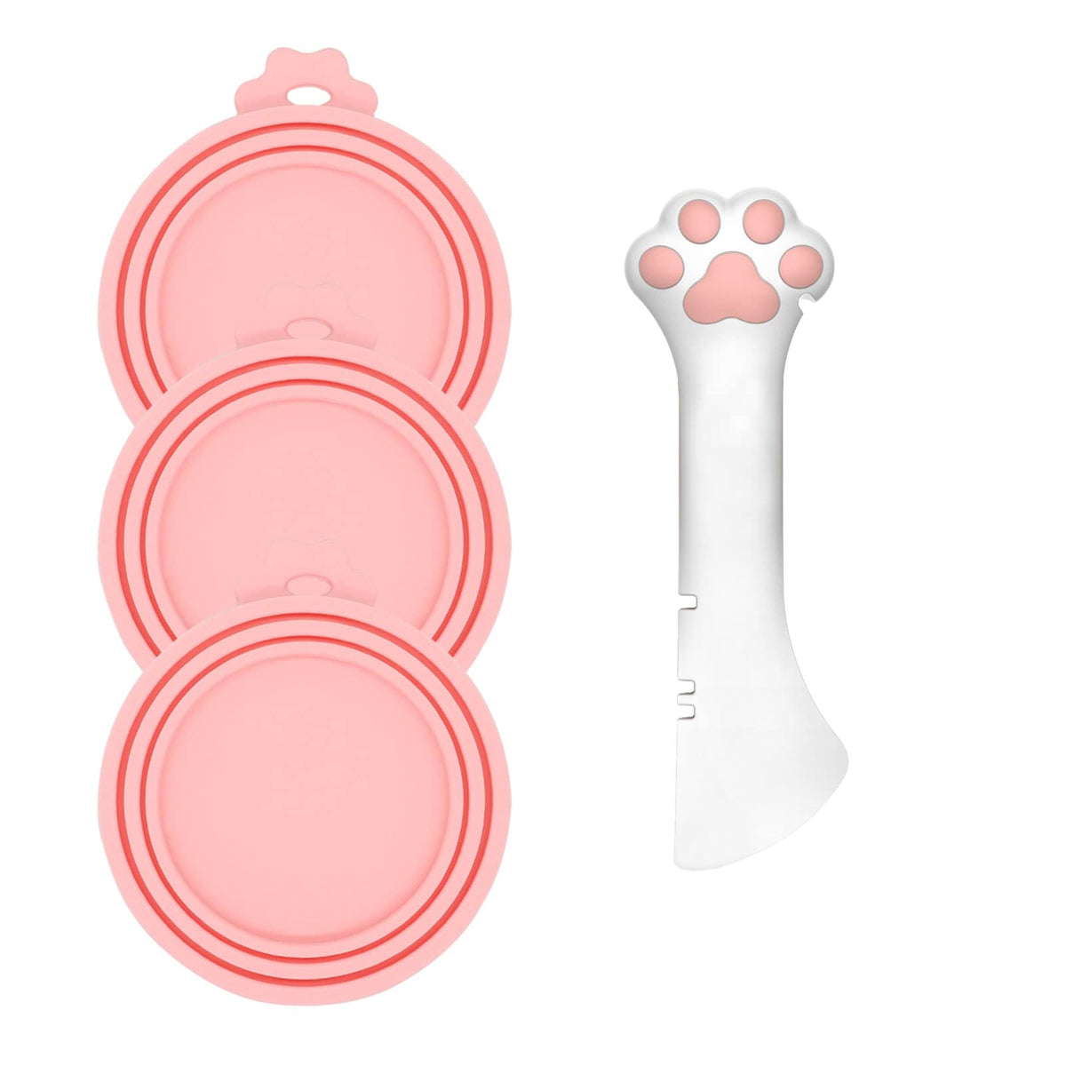 Couvercles silicone rose DORUI pour boîtes de nourriture pour animaux, préservent la fraîcheur.