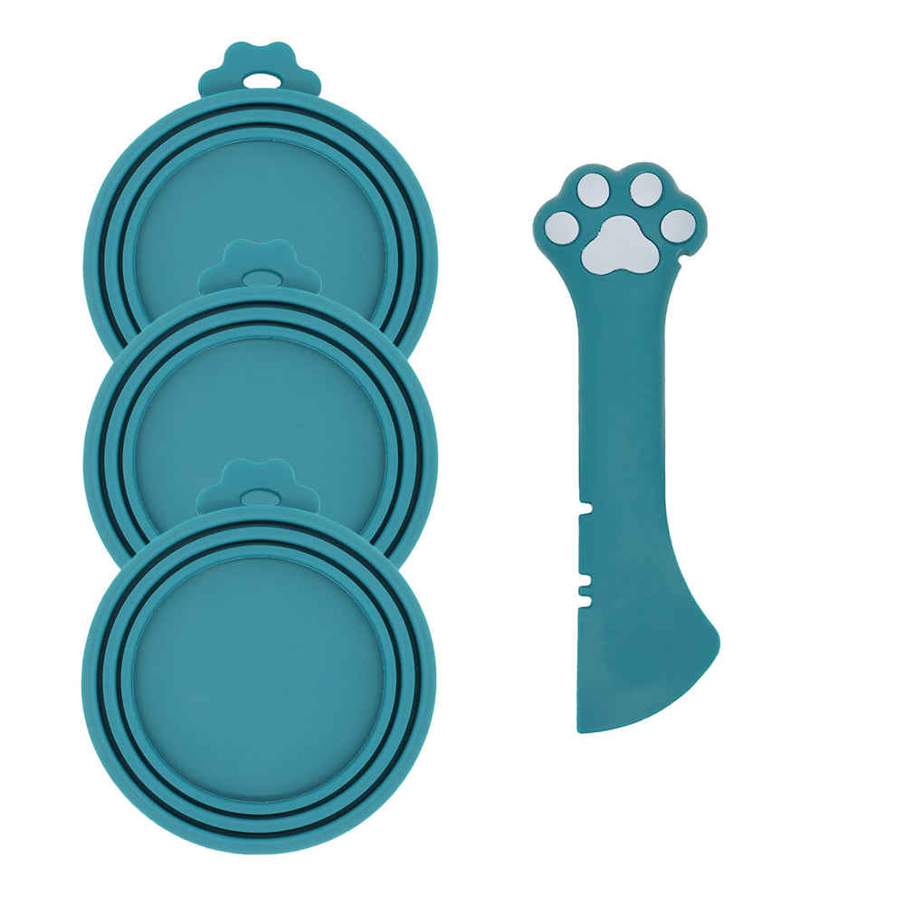 Ouverture de conserve Dorui en bleu foncé, pratique pour chiens et chats.