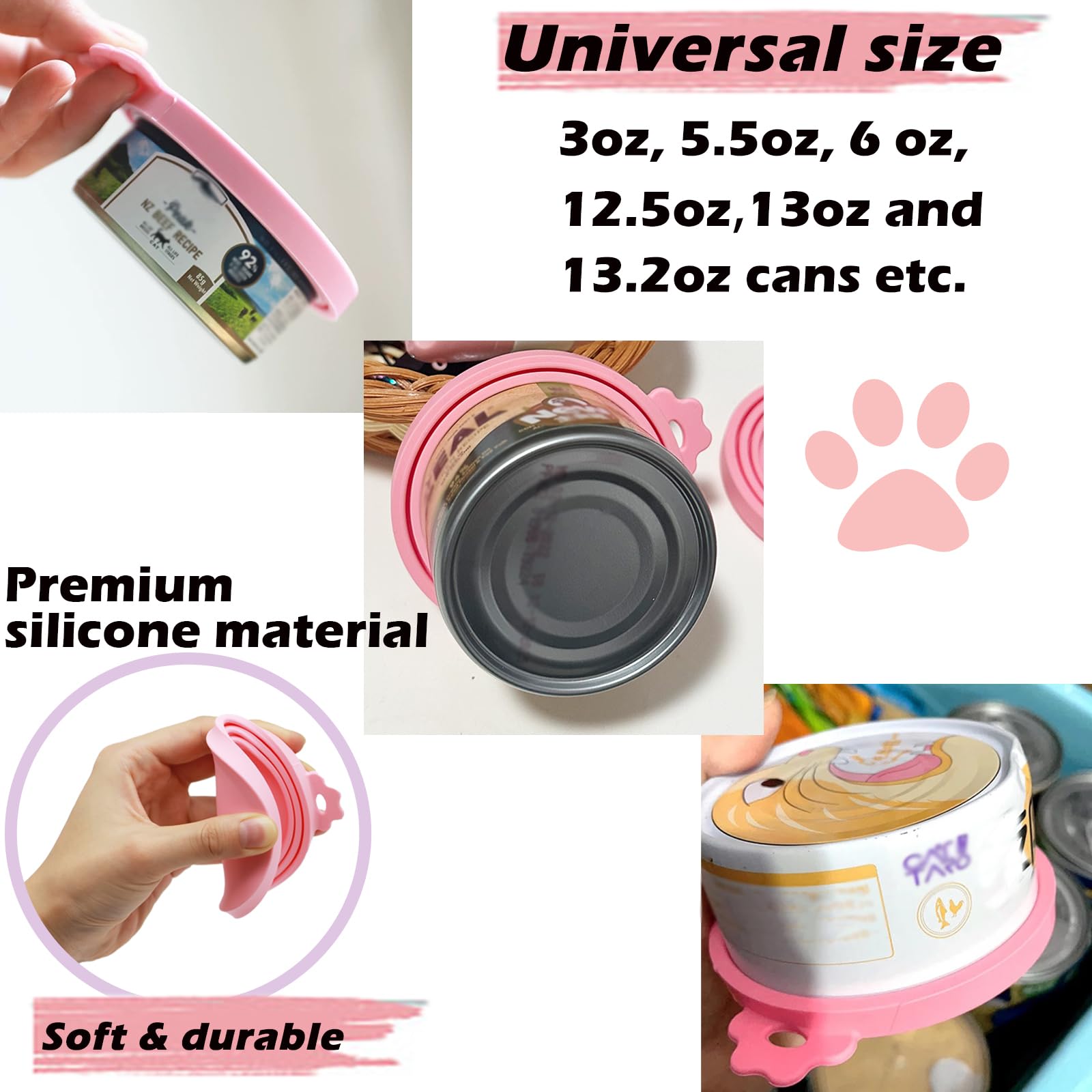 Ouvre-boîte DORUI rose, facilite l’ouverture des conserves pour animaux.