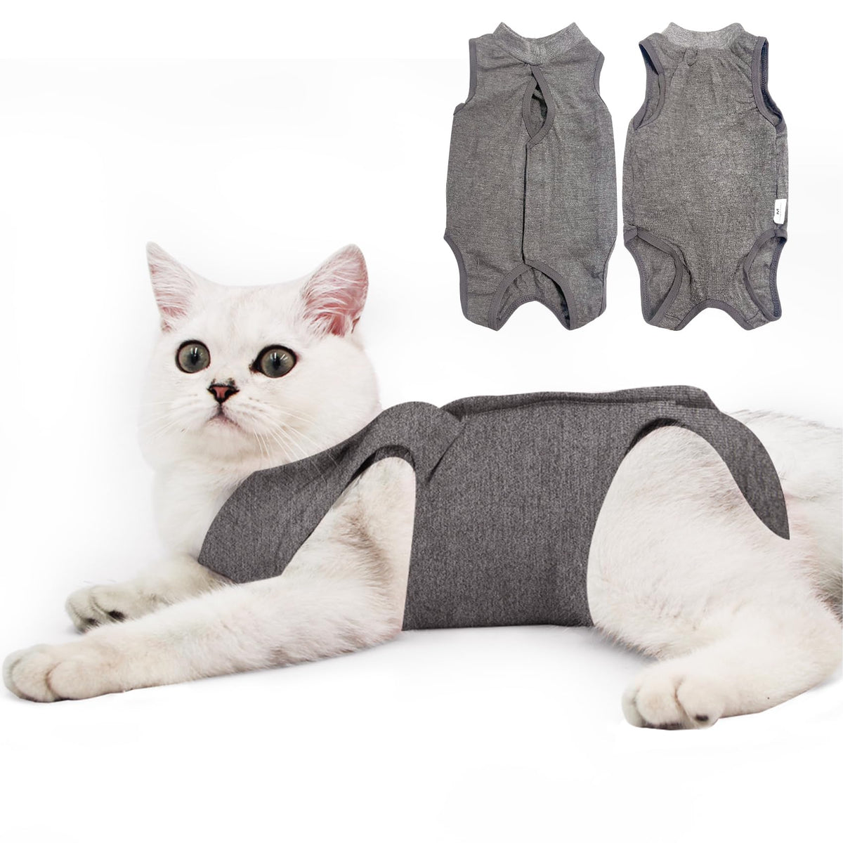 DOTON combinaisons récupération chat gris taille M pour post-chirurgie, confort et protection.