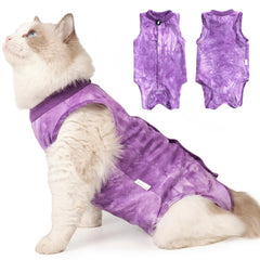 Gilet Dotoner pour chat en post-chirurgie, violet, taille M, confort et protection.