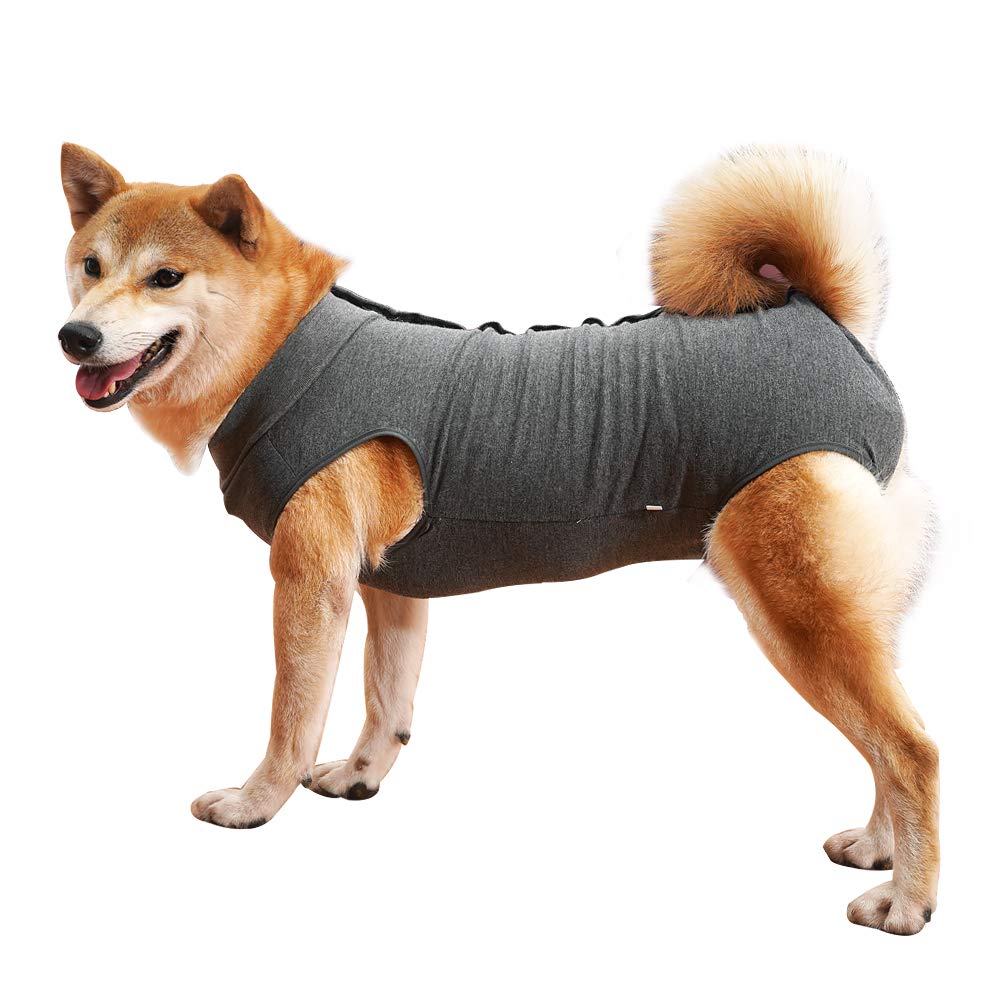 Dotoner Veste de rétablissement pour chien gris, protège les plaies après chirurgie.