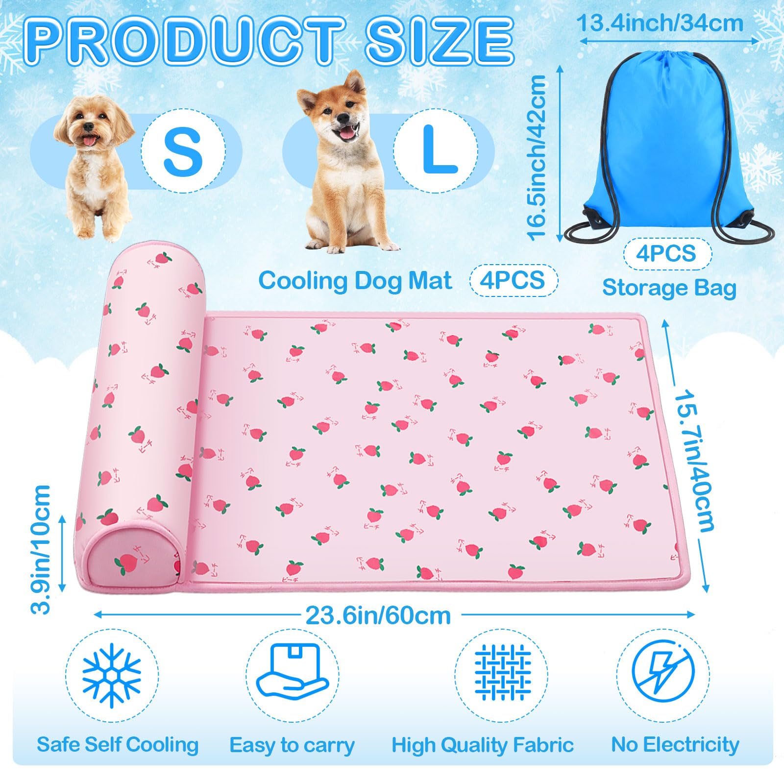 DoubleFill tapis réfroidissant pour chien rose, parfait sur sol, cage ou canapé.