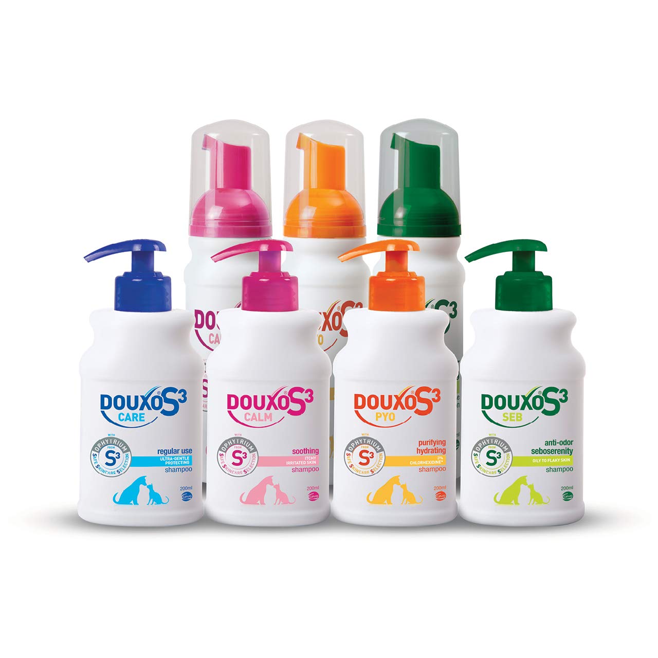 La mousse sans rinçage Douxo S3 pour animaux, utilisation facile.