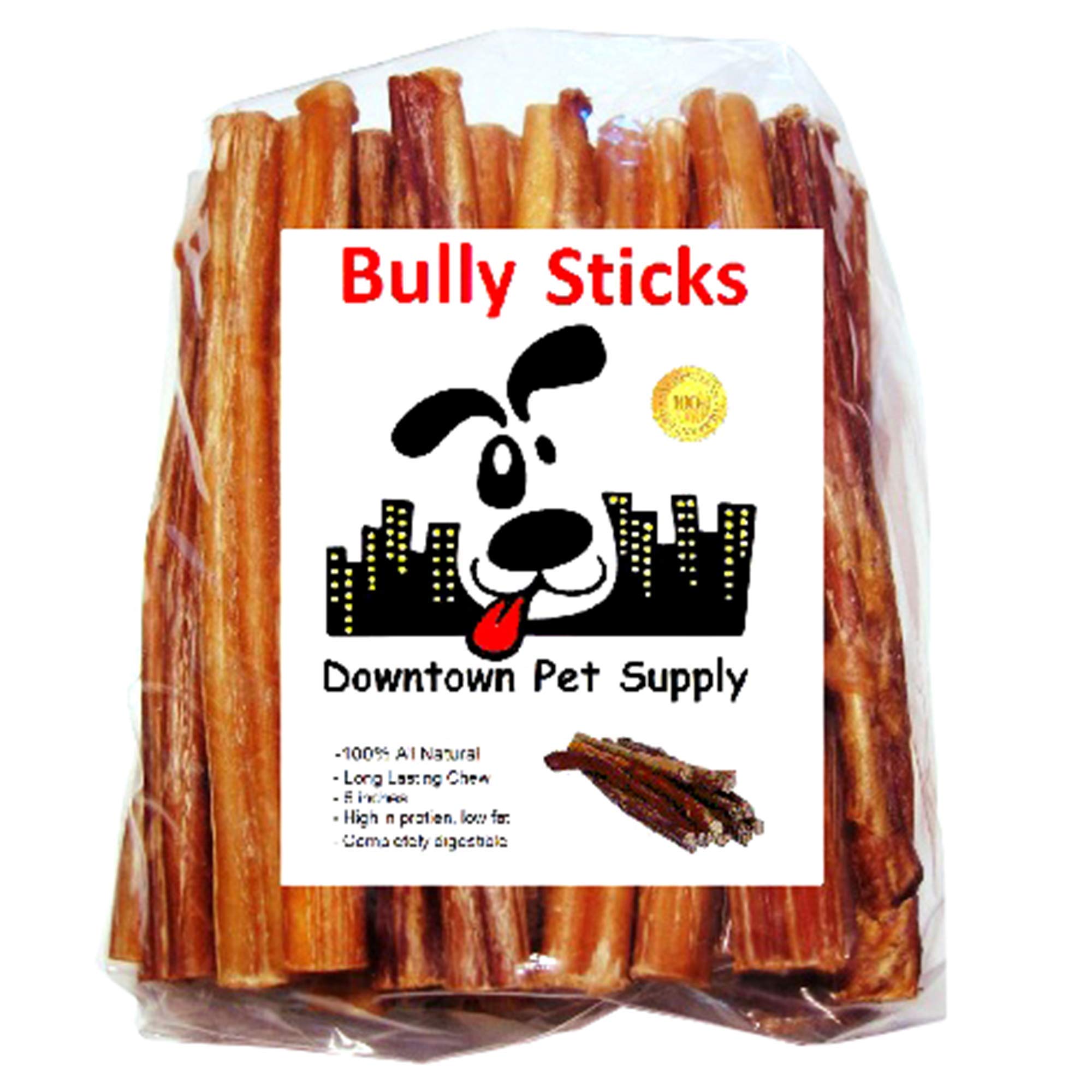 Downtown Pet Supply bâtons Bully 6 pouces, texture naturelle pour une mastication durable.