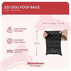 Ensemble de 220 sacs-poubelle Downtown Pet Supply, prêt pour les sorties quotidiennes.