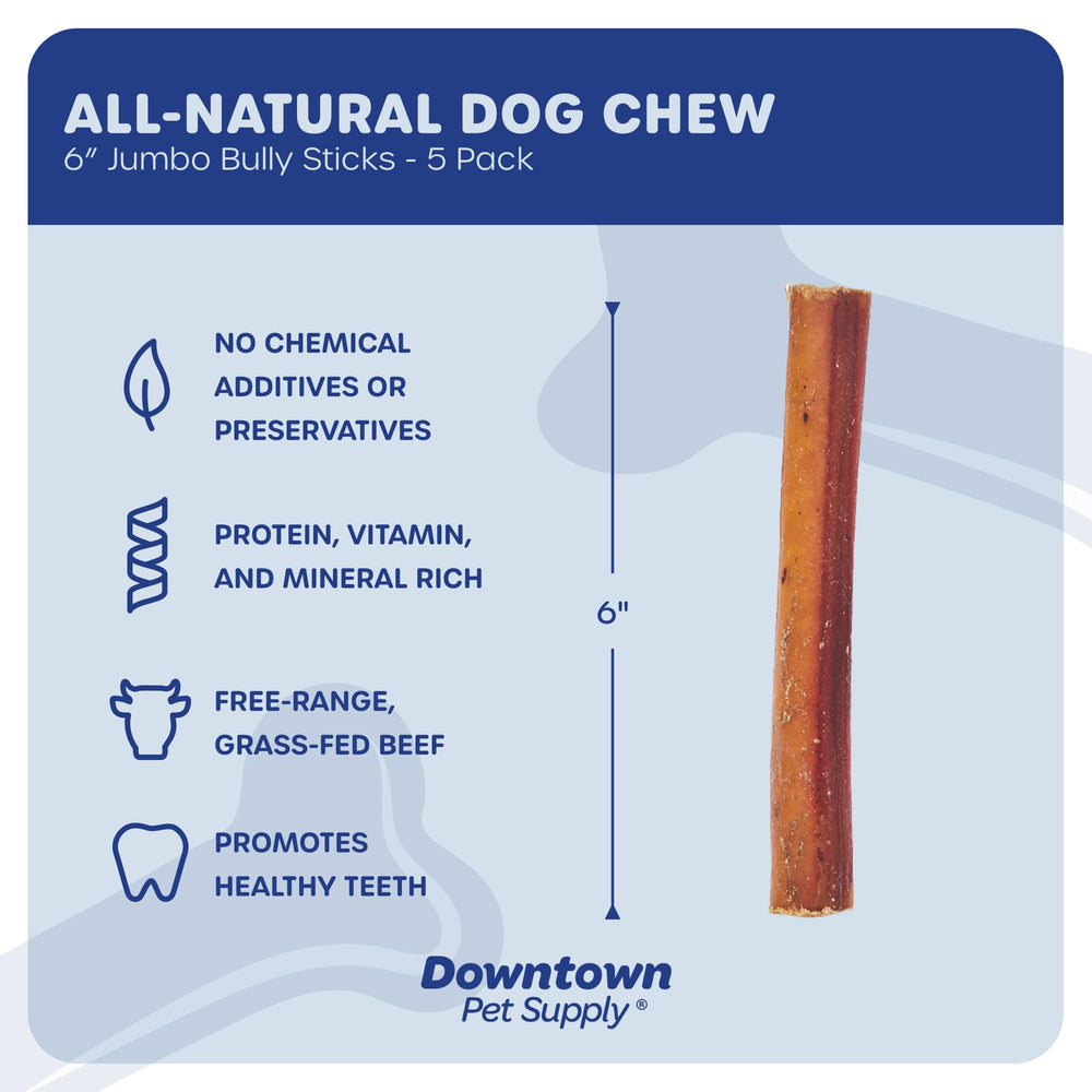 Texture naturelle du Jumbo Bully Stick pour dents et gencives saines.