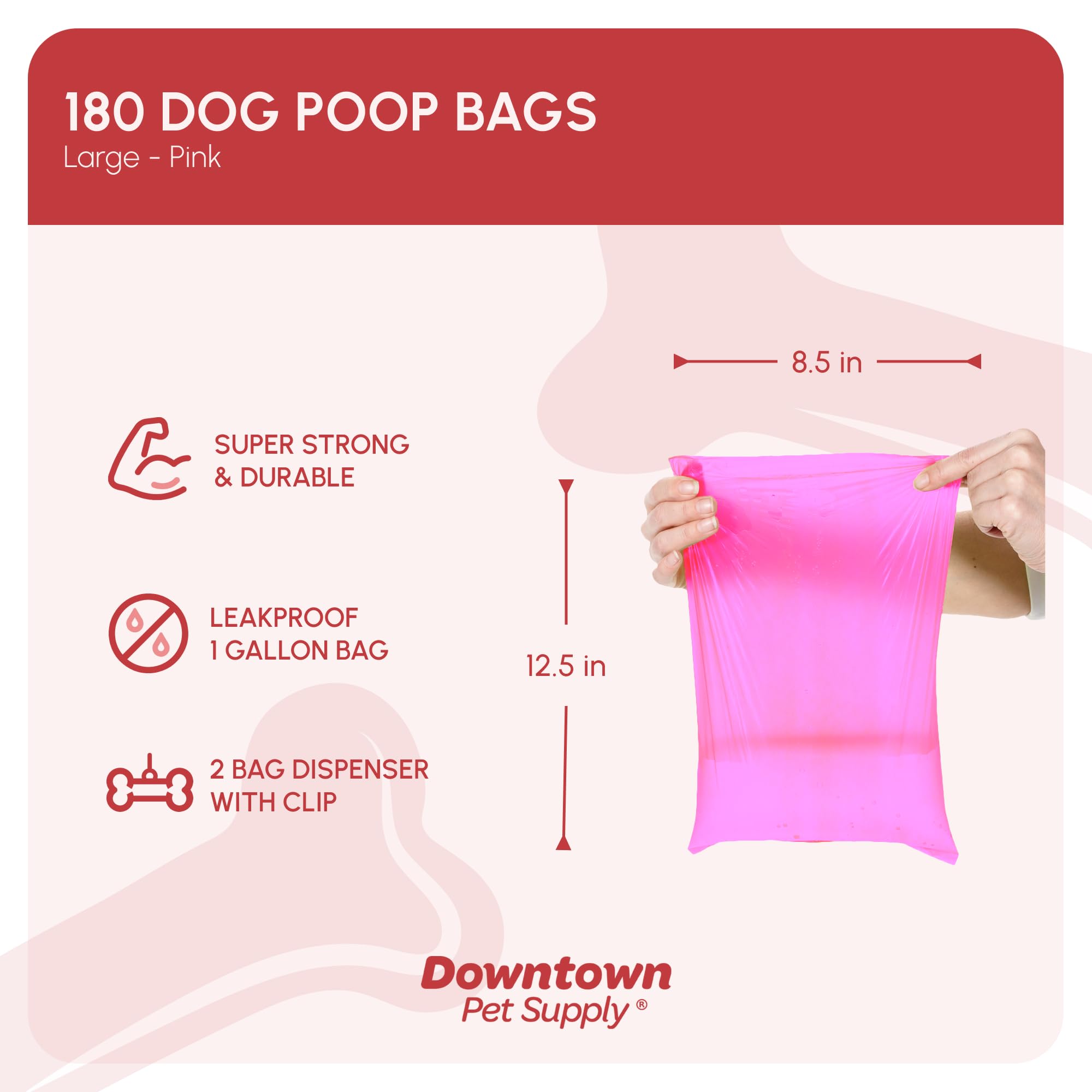 Downtown Pet Supply sacs caca rose, 180 unités, prêts pour chaque promenade.