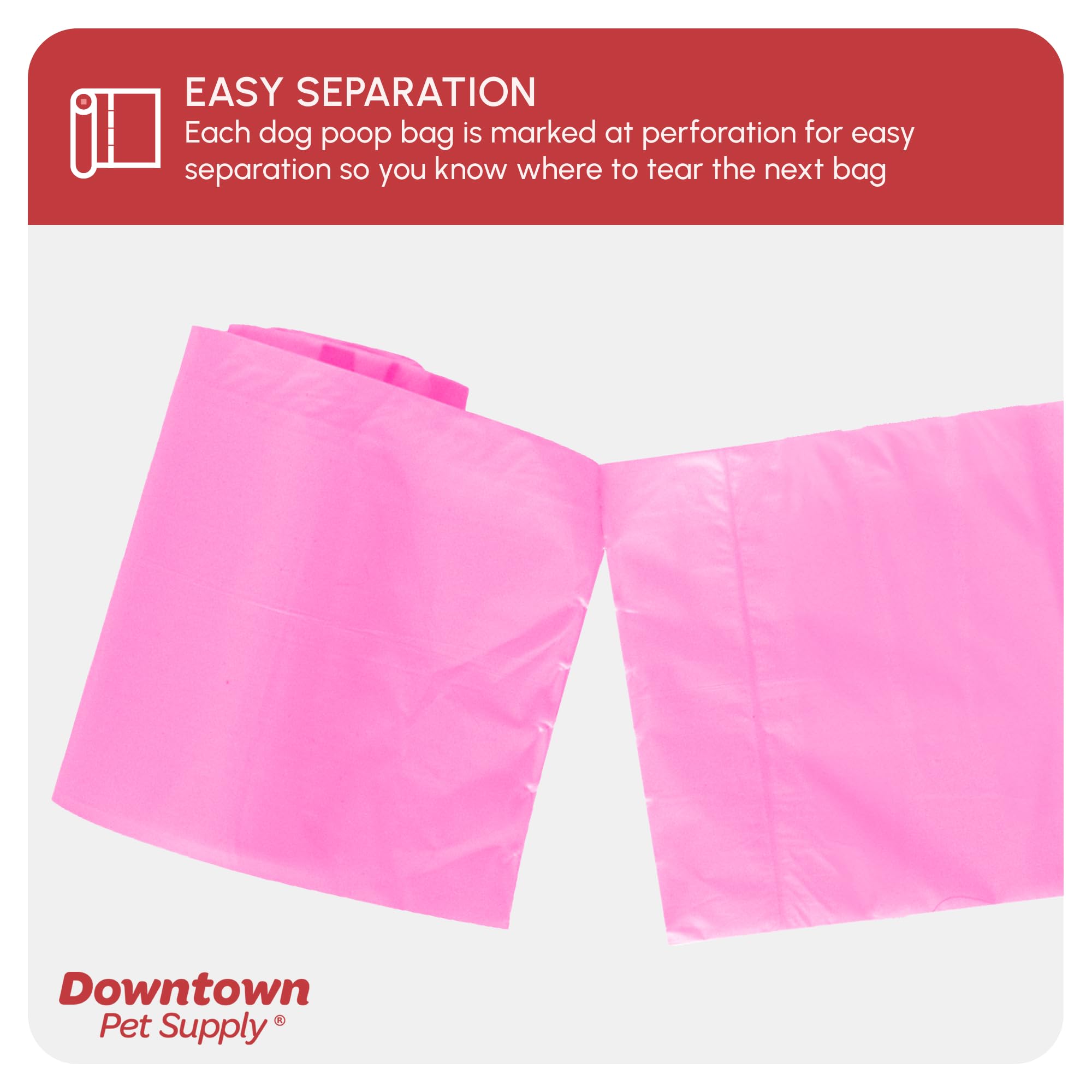 Downtown Pet Supply sacs caca rose, usage quotidien pour chiens et chiots.