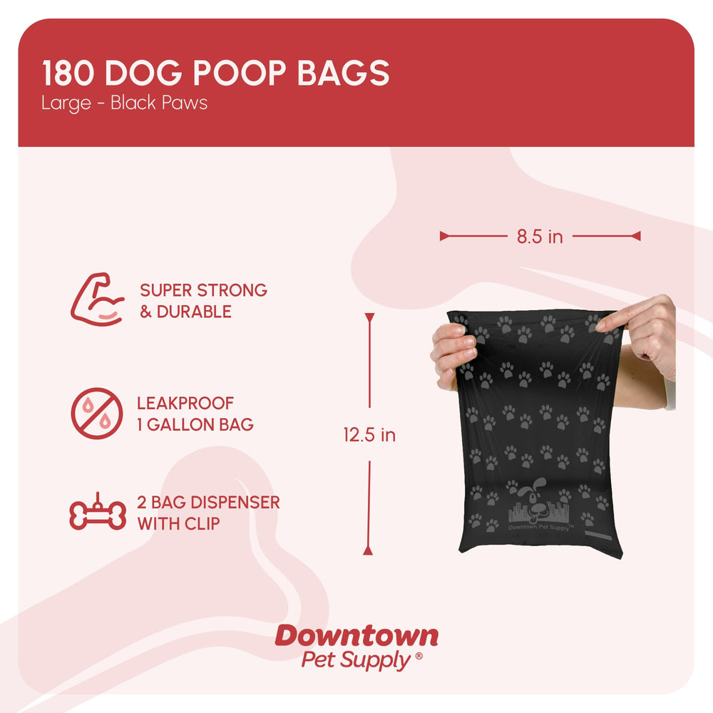 Sacs à crottes Downtown Pet Supply, 180 unités, prêts pour chaque sortie.