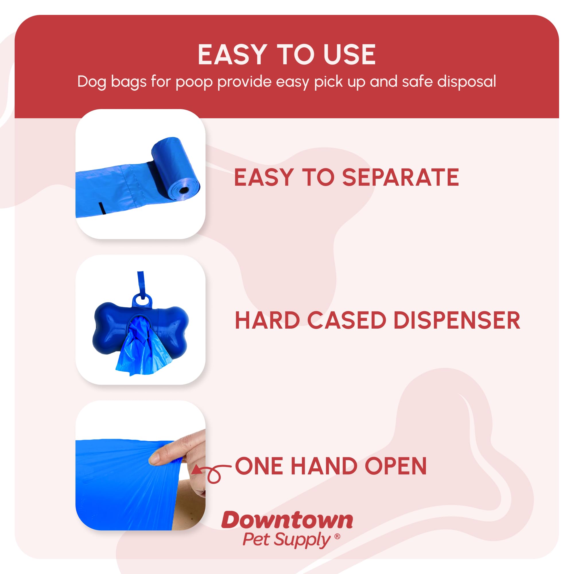 Downtown Pet Supply sacs-poubelle perfores facilitant le detachement rapide lors des sorties.