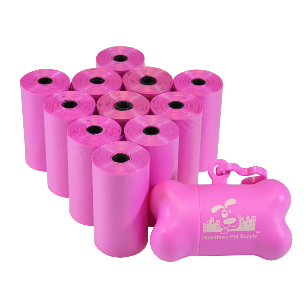 Downtown Pet Supply sacs-poubelle chien rose avec distributeur pratique sur la laisse.