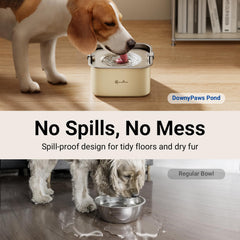 Disque flottant DownyPaws regulant le debit pour boire sans ecoulement.