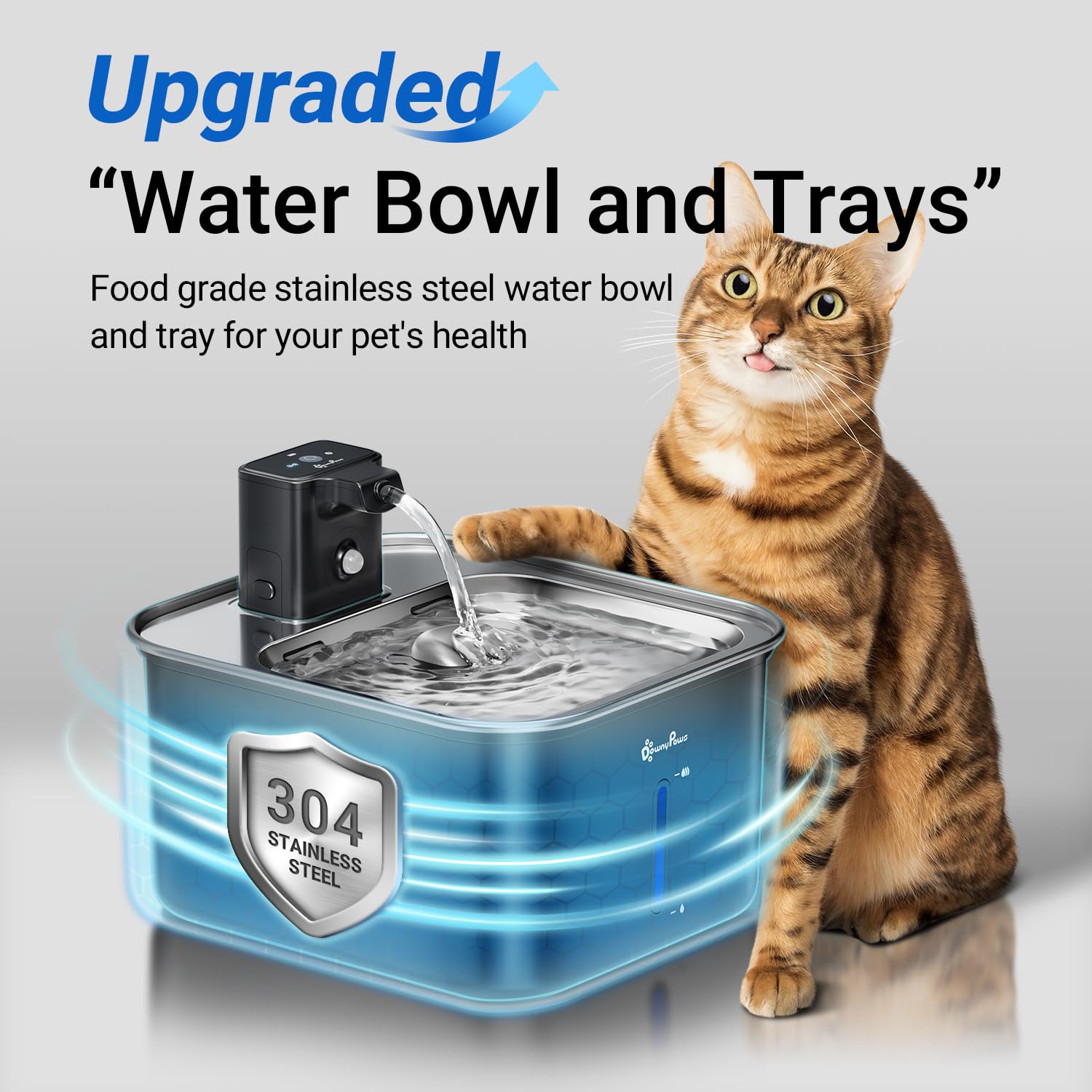 Fontaine chat sans fil DownyPaws, installation flexible pour hydratation pratique.
