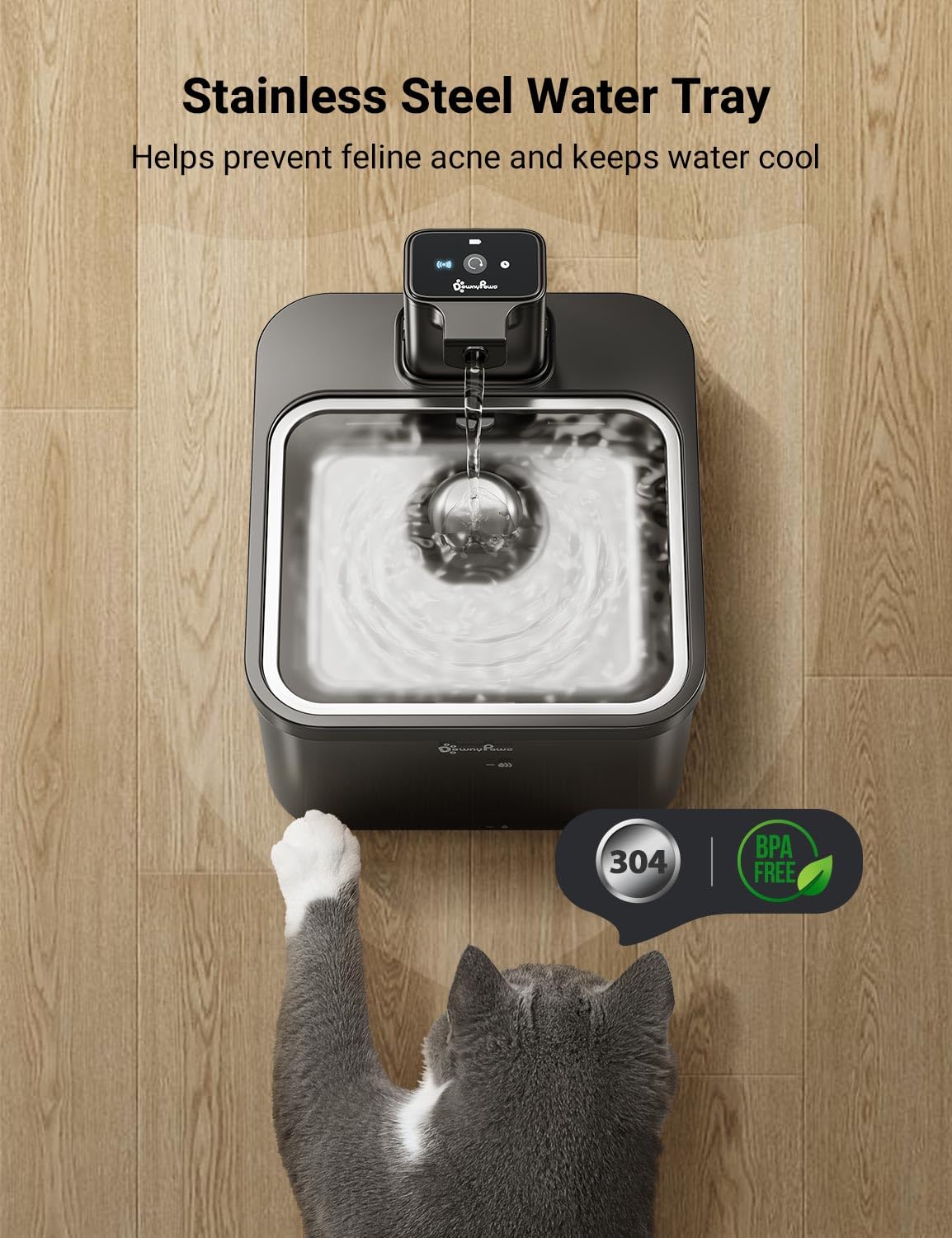 Pompe silencieuse DownyPaws assure un fonctionnement discret à 30 dB.
