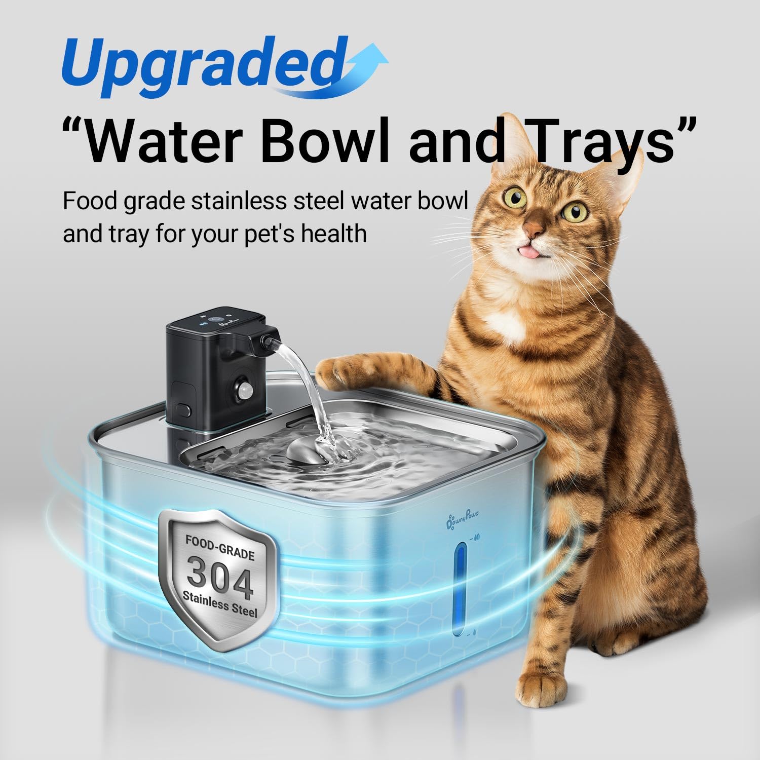 Fontaine DownyPaws sans fil, pratique et silencieuse.