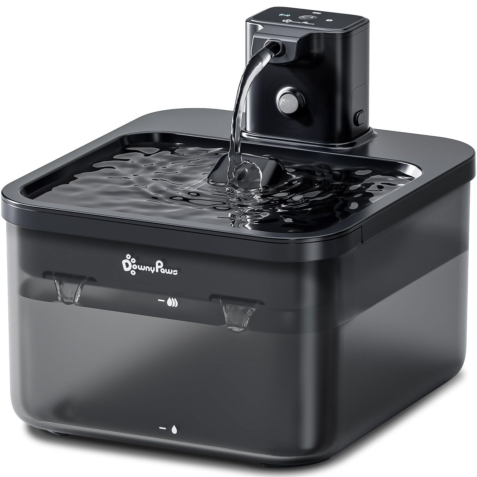 DownyPaws fontaine-eau-chat-batterie-amovible offre autonomie et recharge facile.