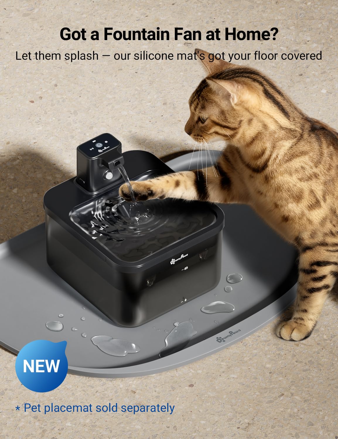 DownyPaws fontaine-eau-chat-systeme-filtration-5-etapes améliore le goût de l’eau.