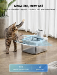 Mode détection mouvement DownyPaws, eau activée à l’approche du chat.