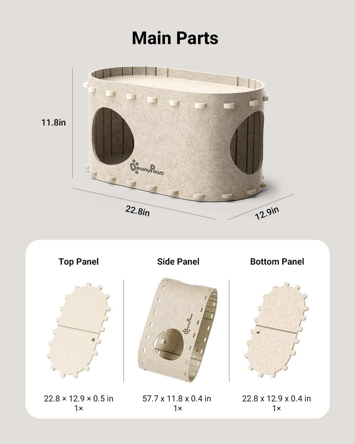 DownyPaws PeekaPurr capacite-10-kg: espace sûr pour chats lourds et grands.