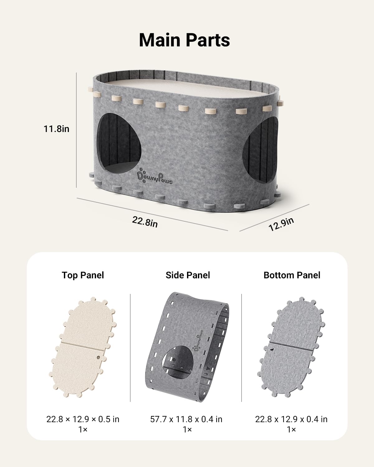 DownyPaws PeekaPurr couleurs gris clair et crème, s’accordent au décor.