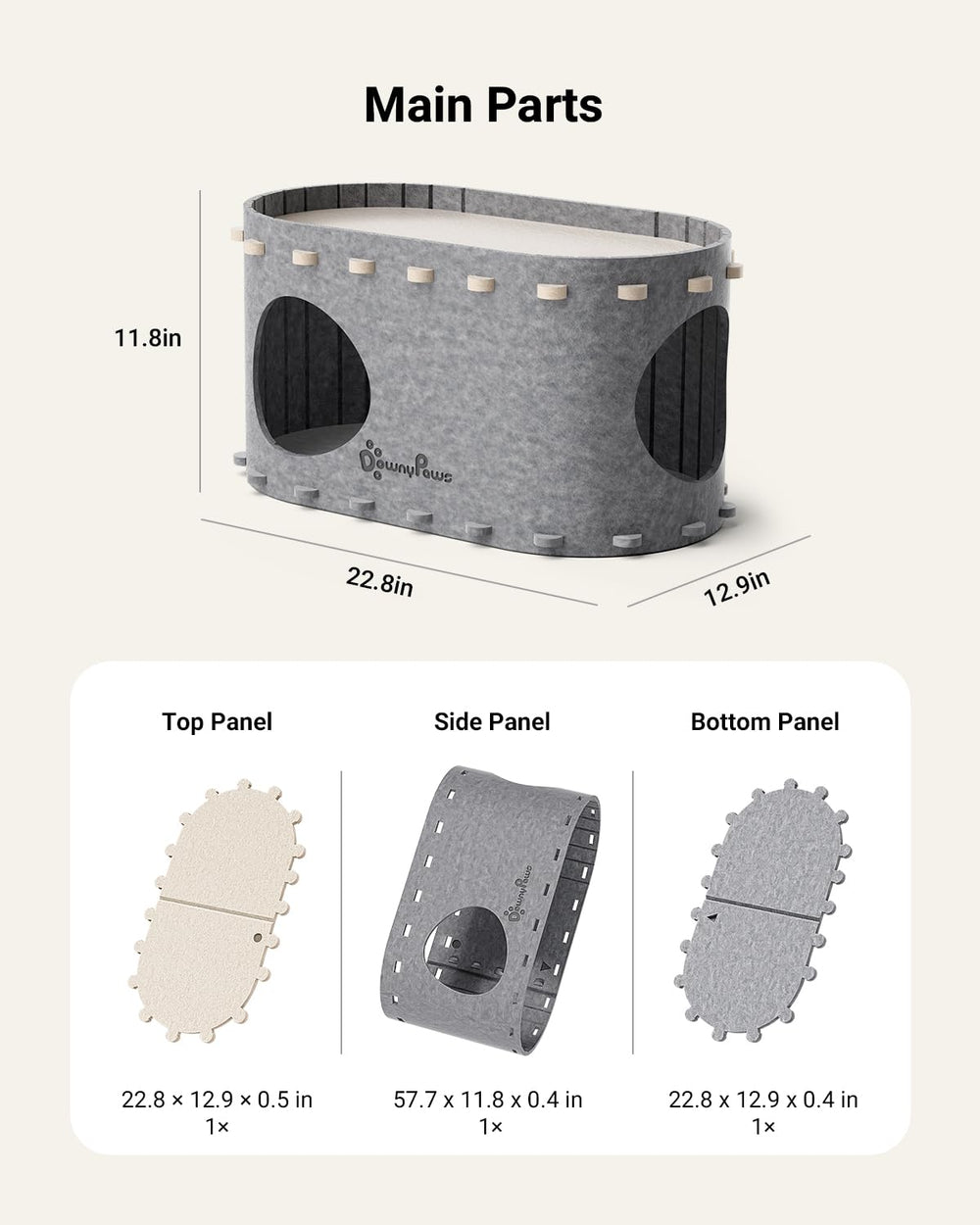 DownyPaws PeekaPurr couleurs gris clair et crème, s’accordent au décor.
