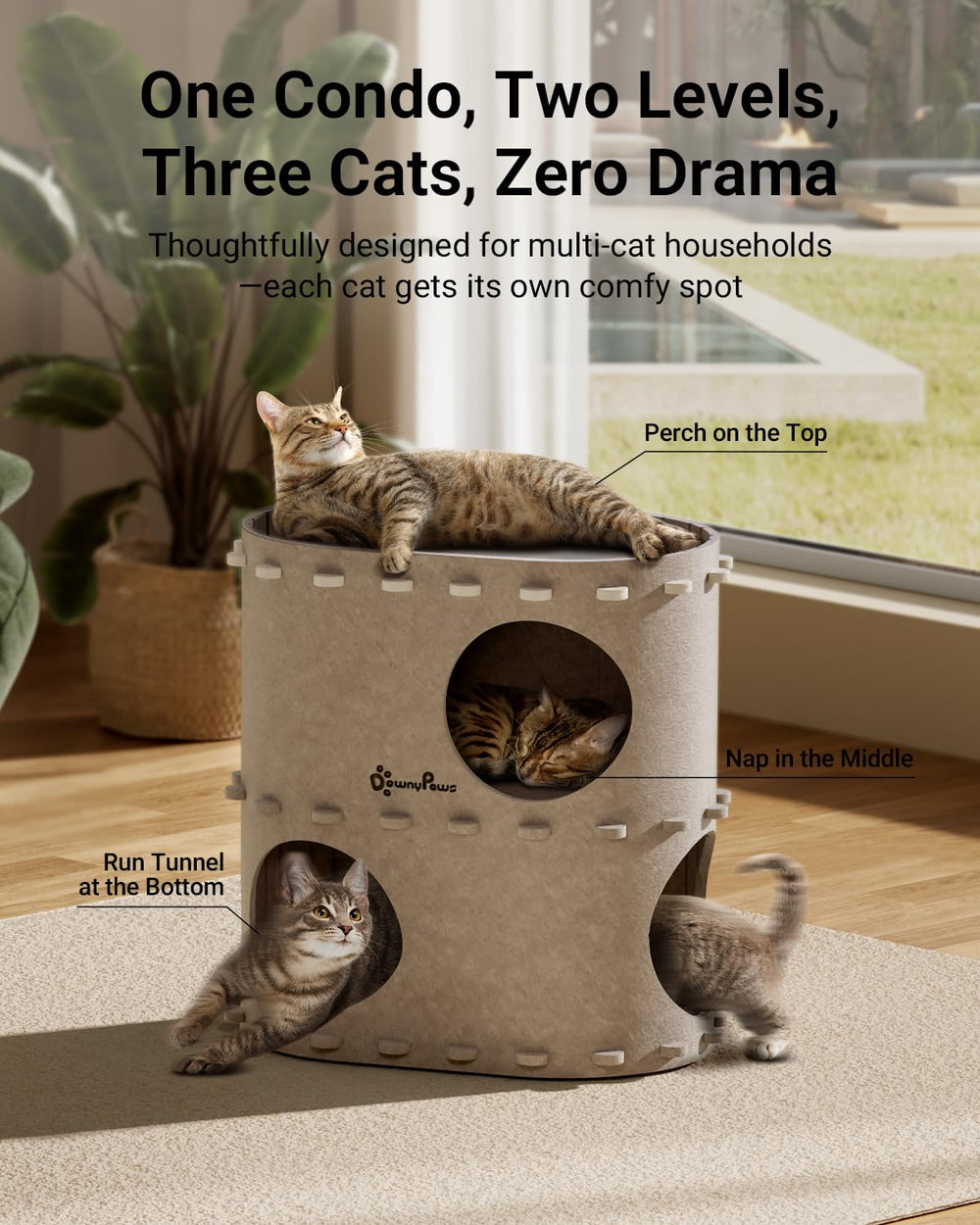 DownyPaws perchoirs feut chateau chat toit offrant vue et detente