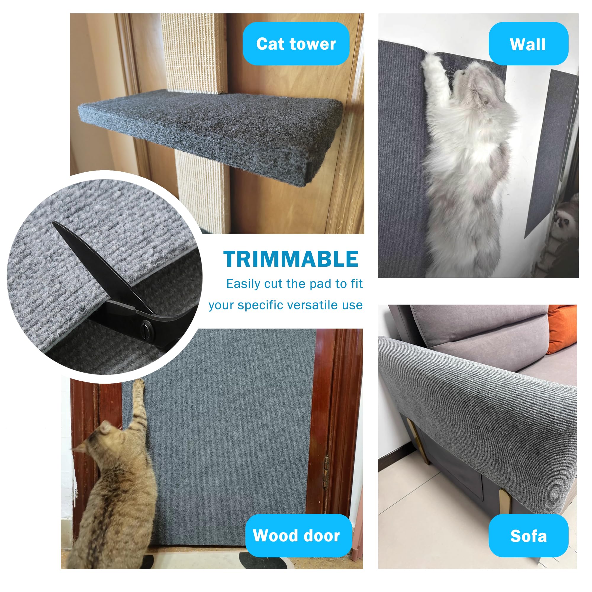 Dozzopet tapis-griffage-chat-adhesif-gris, facile à repositionner