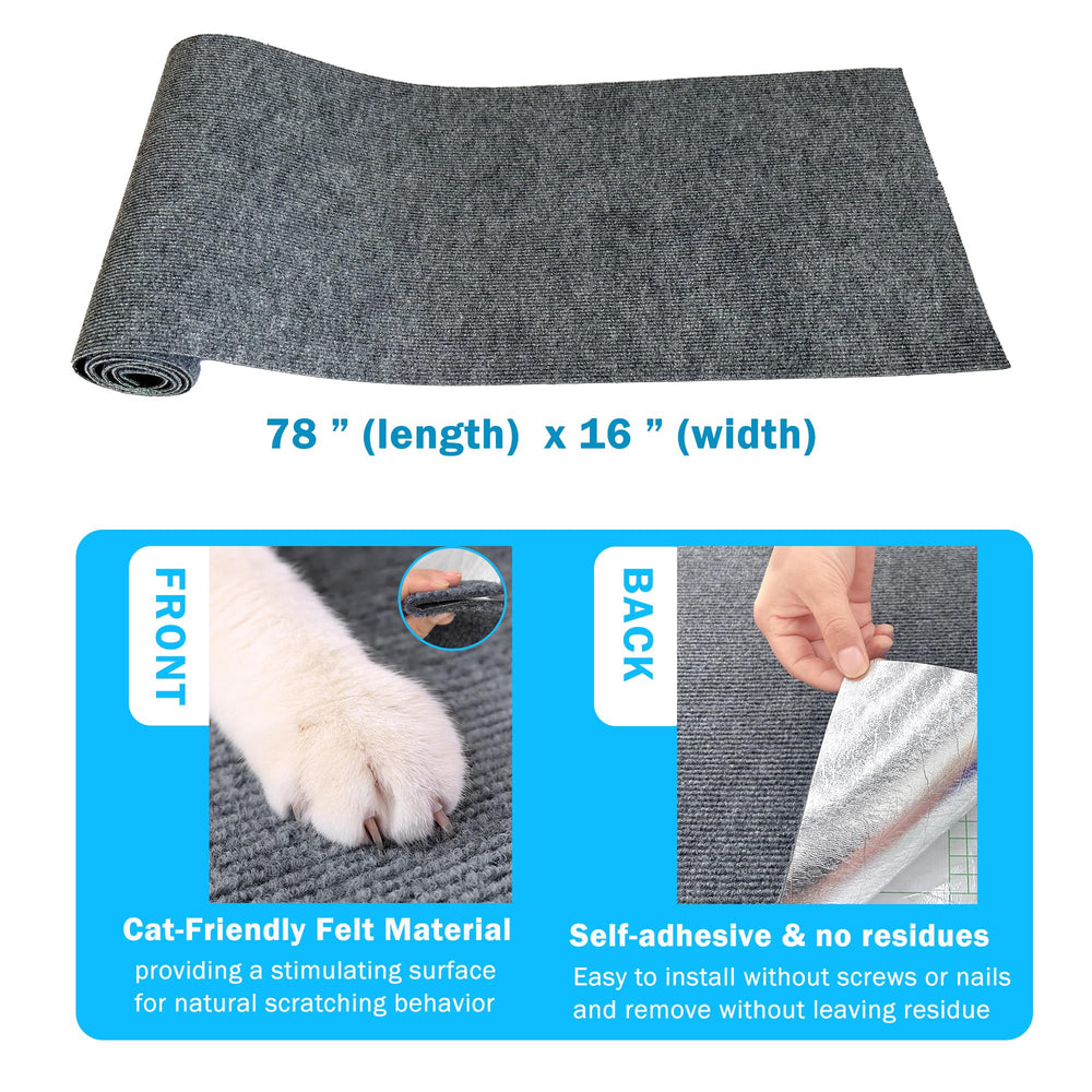 Dozzopet tapis-griffage-chat-feutre gris, surface douce pour griffes