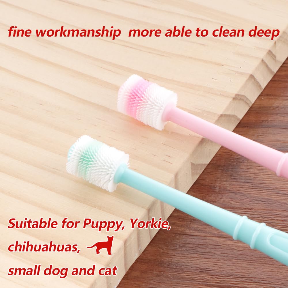 DQITJ duo de brosses dentaires pour petits animaux, nettoyage en profondeur sans agresser les gencives.