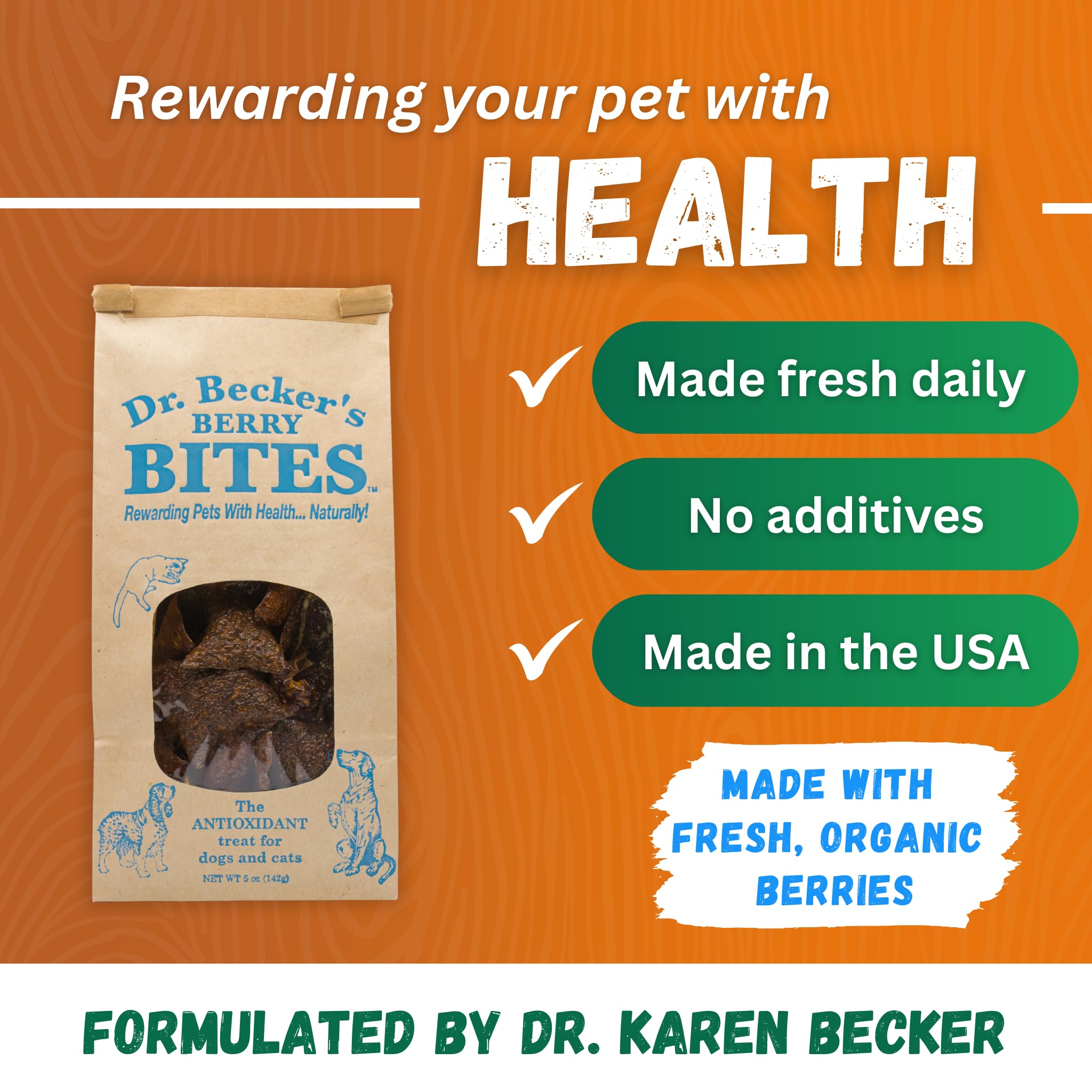 Dr. Becker's Berry Bites ingrédients foie boeuf et baies pour saveur naturelle.