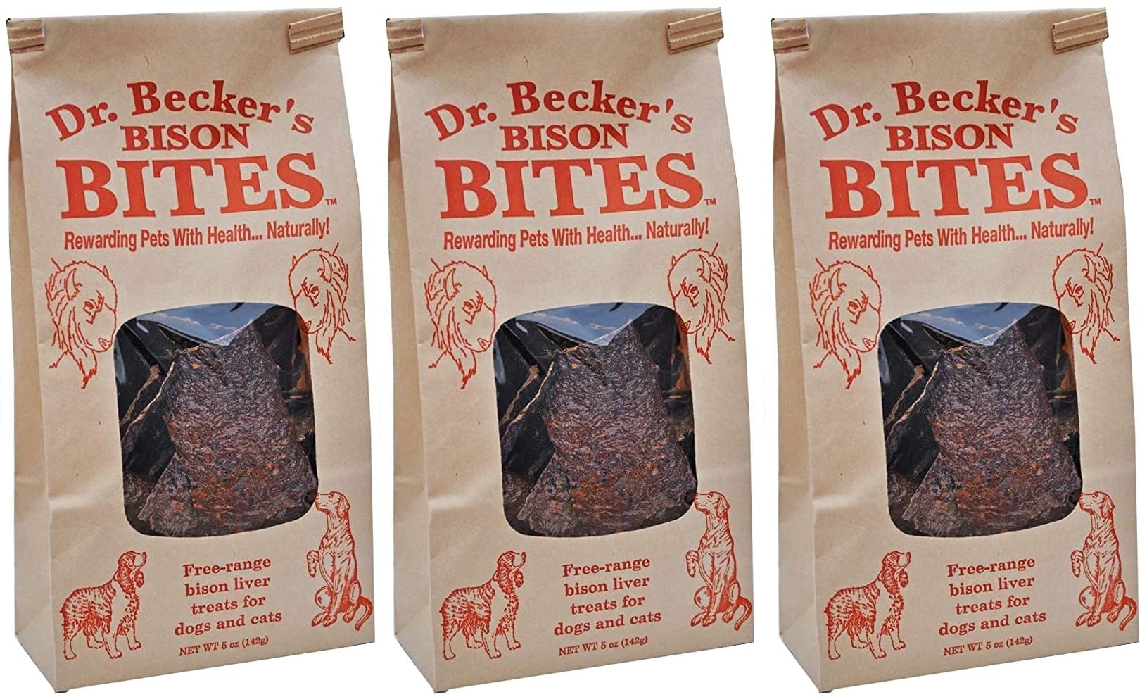Dr. Becker's Bison Bites – foie de bison, récompense saine pour chiens et chats.