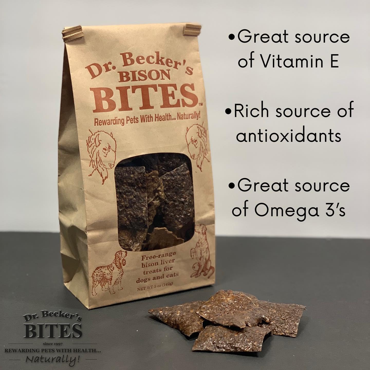 Dr. Becker's Bison Bites – qualité humaine, sans céréales et sans additifs.