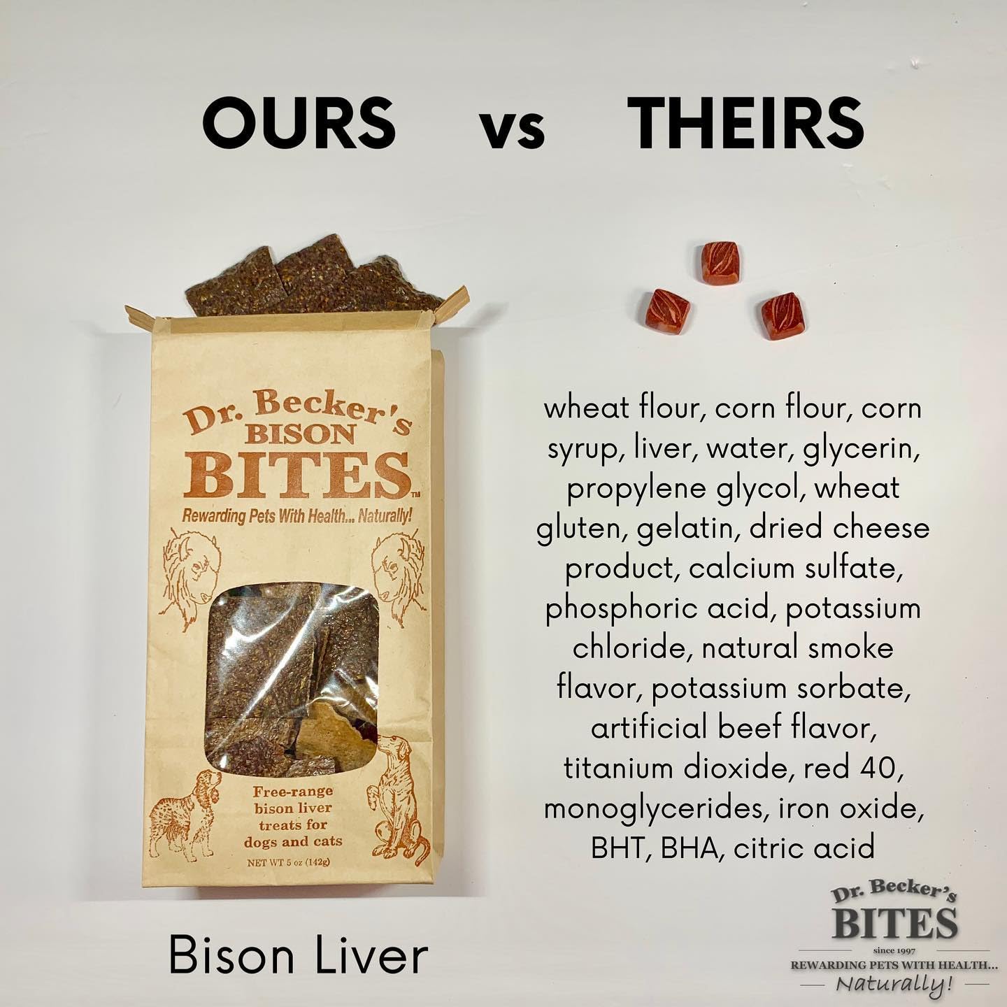 Dr. Becker's Bison Bites – sans gluten, option légère pour régimes spécifiques.