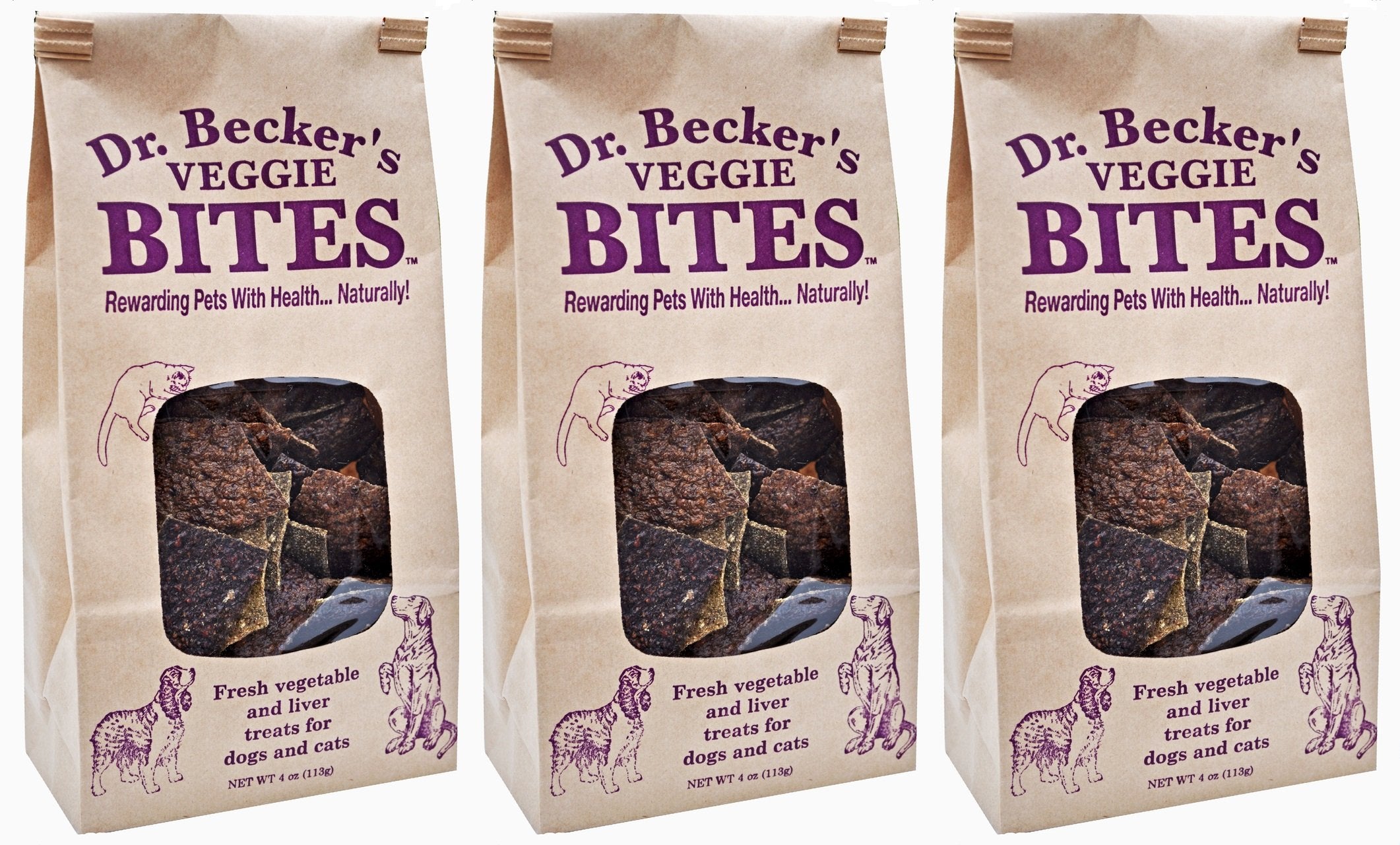 Dr. Becker's Veggie Bites — emballage 4 oz pratique pour sorties et collations.
